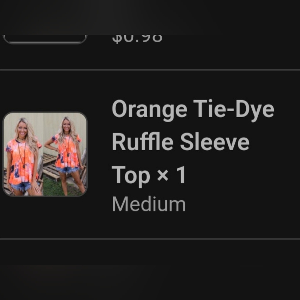 Orange Tie-Dye Ruffle Sleeve Top - Picture 3 of 3